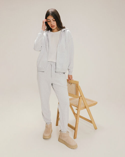Hoodie Abierta Color Gris